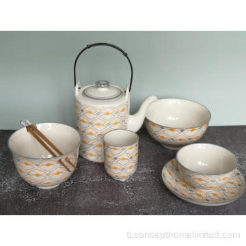 Porcelain Dinnerware Set na may Teapot